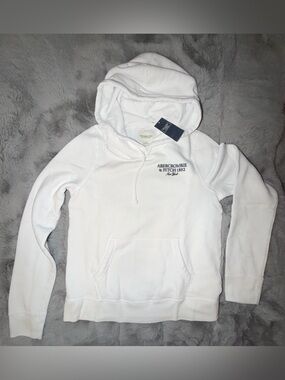 Abercrombie & Fitch White Women's Hooded Pullover Sweatshirt